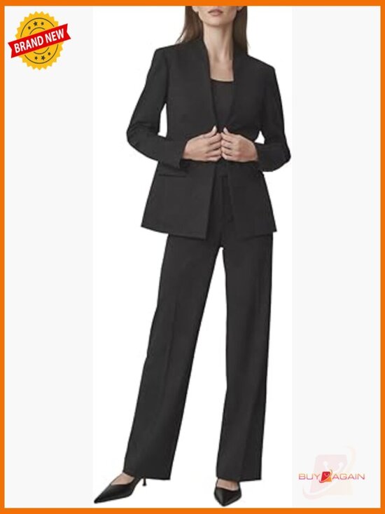 Pants - 2 Piece Suits Business Casual Outfits Straight Wide Leg Pants Professional